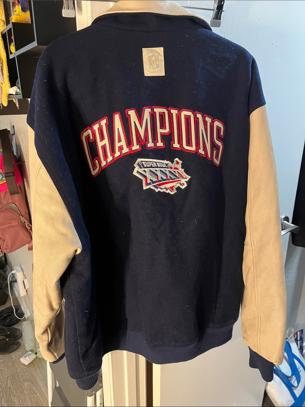 Reebok Navy and Cream Champions Varsity Jacket